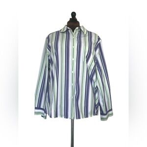 Foxcroft Wrinkle Free Striped Button Down Shirt Plus Size 22W Shaped Fit Classic
